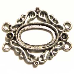 コネクター　４カン　１８×１１オーバル枠付　銀古美