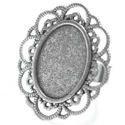 指輪ベース　１８×１３オーバル用　銀古美