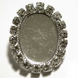 １８×１３　オーバル　ボタンシャンク　ストーン付　銀