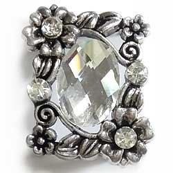 メタルビーズ　花クリスタル　銀