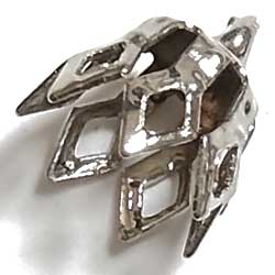 ビーズキャップ　カン付き格子　銀