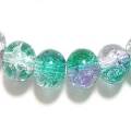 クラックルビーズ　８ｍｍ　緑×薄紫　１０個セット