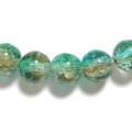 クラックルビーズ　８ｍｍ　茶×緑　１０個セット