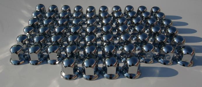 ●新基準 ISOホイール用 　特価　ステンレスメッキナットキャップ　６４個セット　33mm/高さ46mm