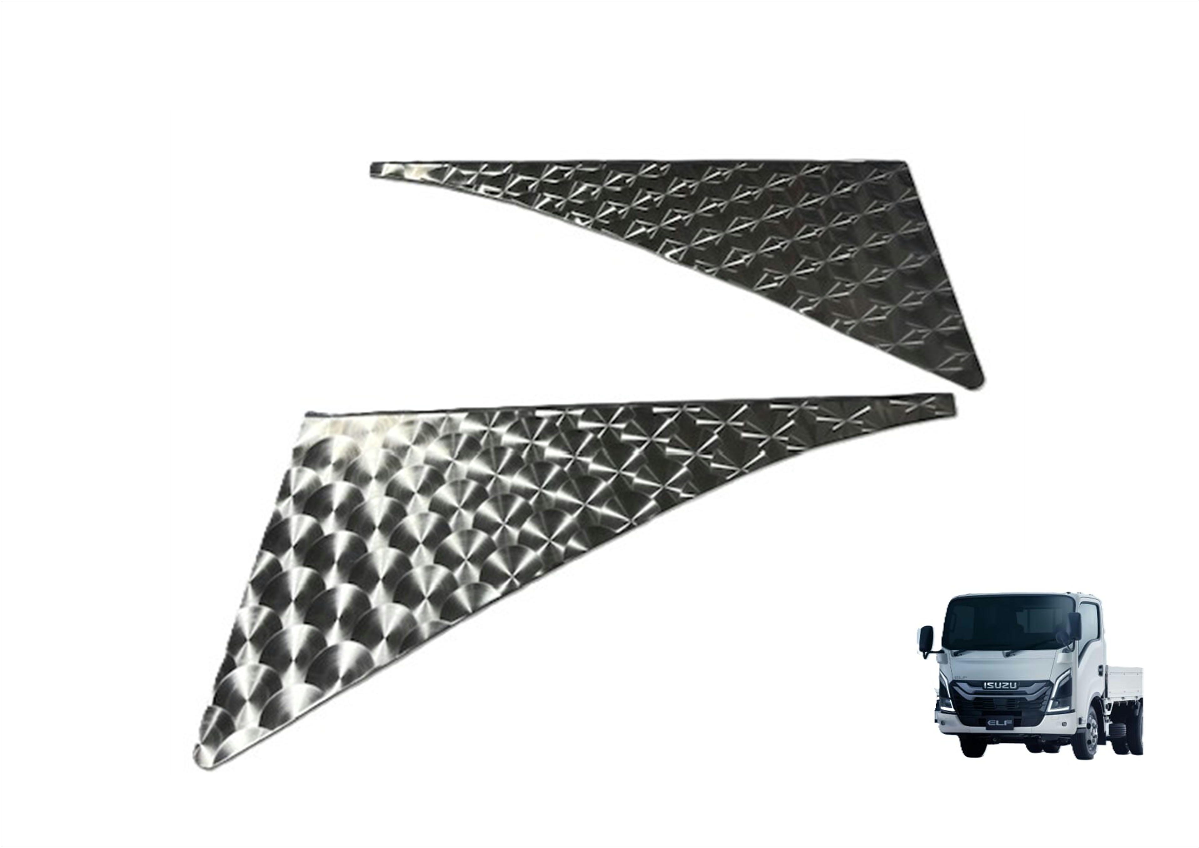 いすゞ 23エルフ ローキャブ標準 ドアウインド用ステンレス板 エルフ ２ｔ　ウロコ/鏡面