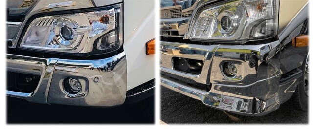 メッキバンパーコーナーカバー エアループデュトロ/ダイナ 標準車用