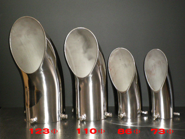 ステンレス曲りマフラーカッター　７３Ф　８６Φ　１１０Φ　１２３Φ