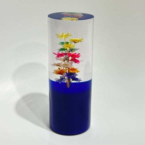 水中花シフトノブ　130mm　50Φ　青　（ドライフラワーノブ／レトロフラワーノブ）