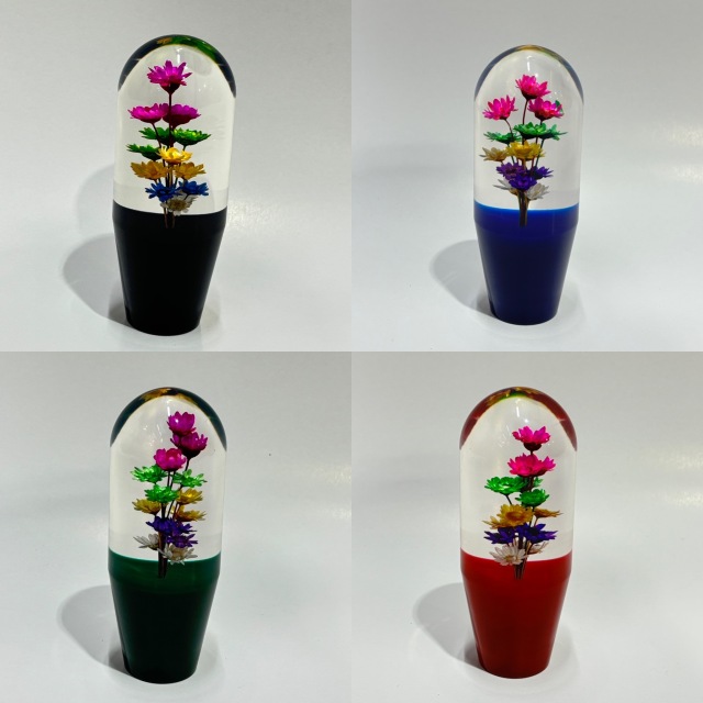 ドライフラワーノブ　110mm x 42mmφ　【12×1.25 (8×1.25) (10×1.25)】（水中花シフトノブ／レトロフラワーノブ）