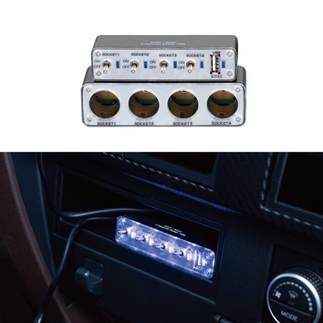 ON/OFFスイッチ機能付きセパレートタイプ4連ソケット USBポート付