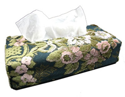 ティッシュカバー　（ティッシュ付）花かご（フローラル）