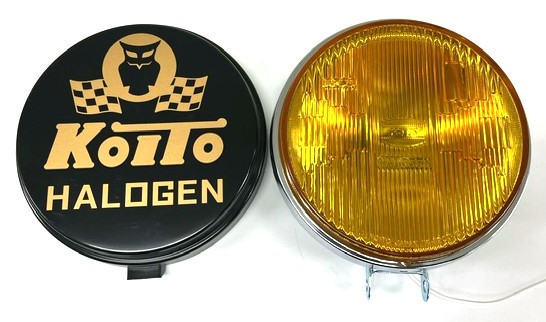 わんちゃん 5点6-60 原色 + 5点ローオーブ原色 KOITO HP-161YB 丸型ハロゲンフォグランプ 黄 ブラックカバー付