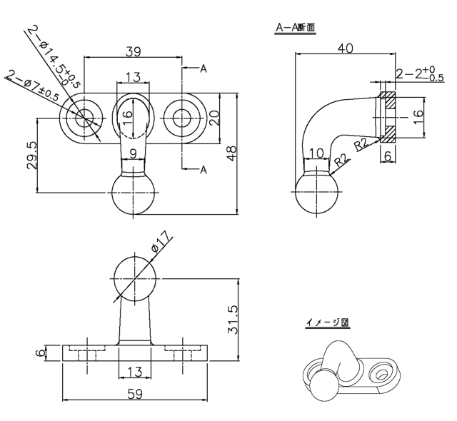 S型 ロープフック SUS製