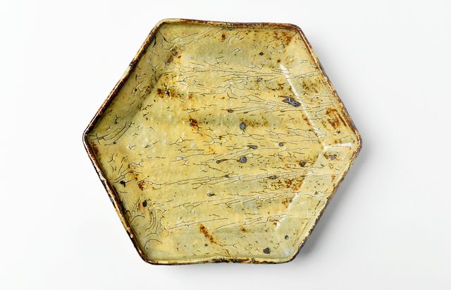 工藤和彦 緑粉引六角小鉢 黄粉引六角小鉢 2つセット 工藤和彦 21 黄粉