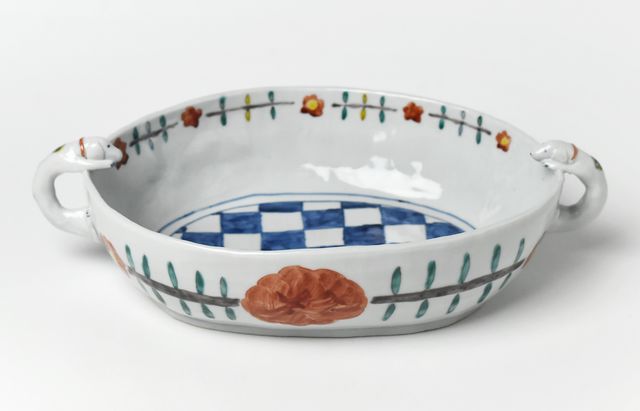 重田 良古 色絵家柄8寸リム皿 ｜ 暮らしのうつわ花田 和食器 通販