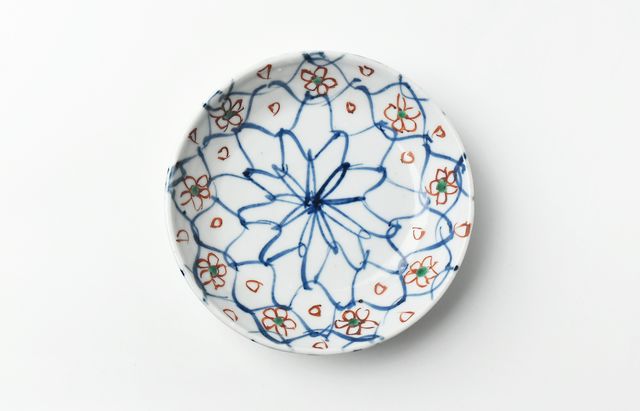 未使用 または一度使用　中尾万作さん　６寸皿　色絵 網 ２枚 未使用 または一度使用 中尾万作さん 6寸皿 色絵 網 2枚