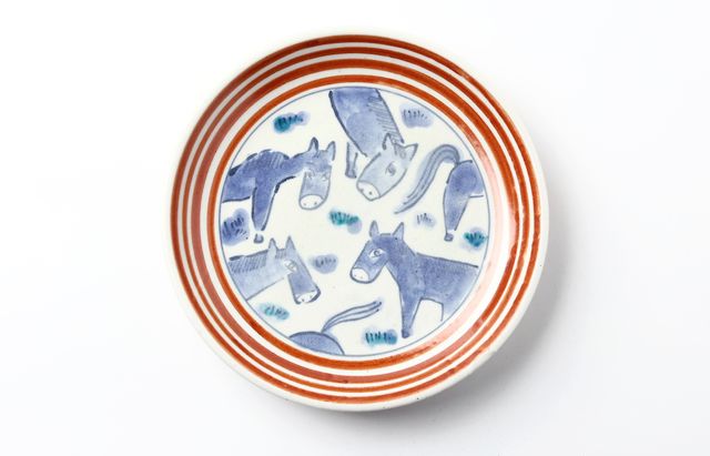 松浦ナオコ 松浦ナオコ 2B 馬の染付6.5寸皿 ｜ 暮らしのうつわ花田 和食器 通販