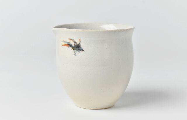 松本郁美 3D 貫入灰釉色絵蓋碗（舞楽人） ｜ 暮らしのうつわ花田 和