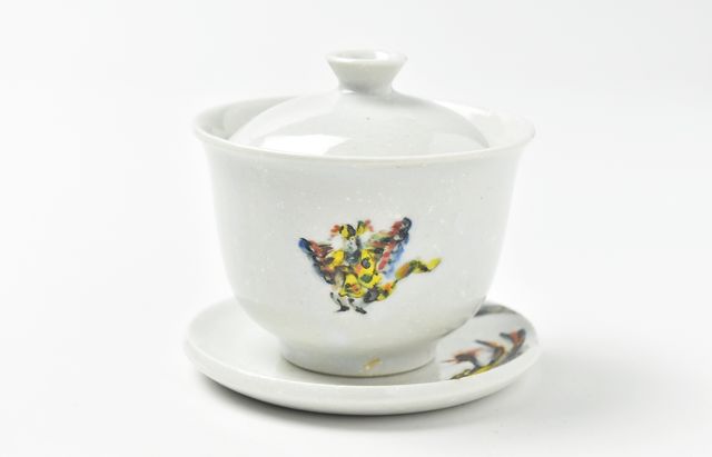 松本郁美 12B 貫入灰釉蓋碗（青鳥） ｜ 暮らしのうつわ花田 和食器 通販