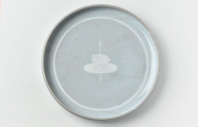 松本優樹 4 もみ灰釉尺皿（絵） ｜ 暮らしのうつわ花田 和食器 通販