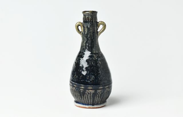 流様文花器 瑠璃金蝕鉄線 19cm花器