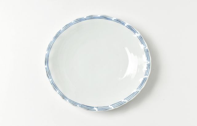 海野裕 渕三本線輪花楕円皿（小） ｜ 暮らしのうつわ花田 和食器