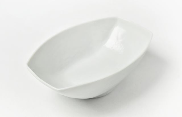 海野裕 白磁舟形小鉢