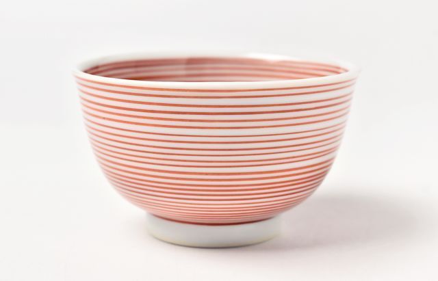 海野裕 飯碗赤絵輪線文