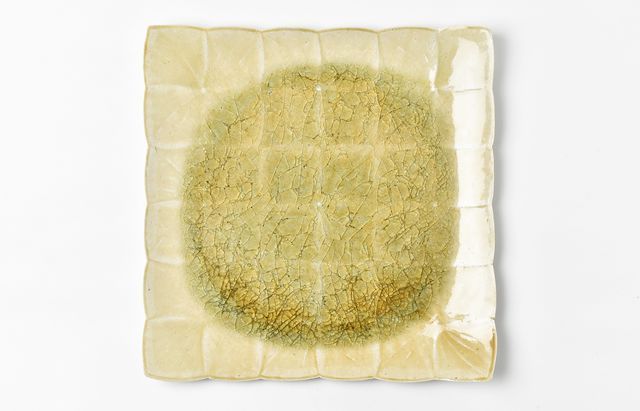 雪ノ浦裕一 1 灰釉紫陽花文四方大皿