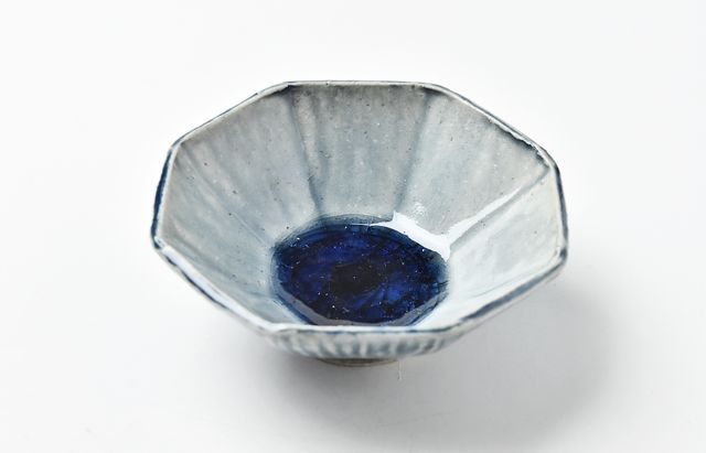 雪ノ浦裕一 藍釉八角豆鉢【H】