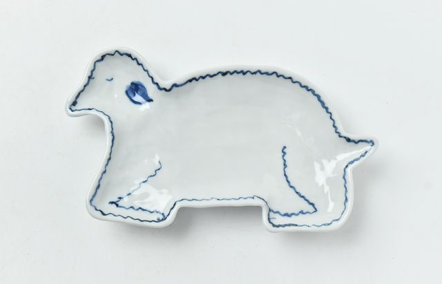 唐物　　古染付小皿 径13.3cm 小皿 染付 「鳥文」 江戸後期 5客セット