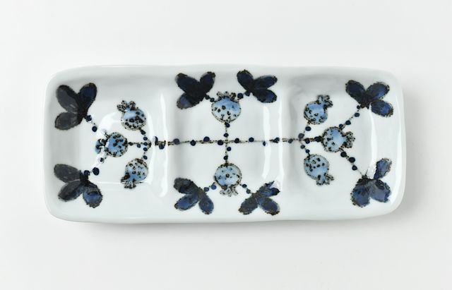 日下華子 鉄絵斜め太格子長角皿 ｜ 暮らしのうつわ花田 和食器 通販