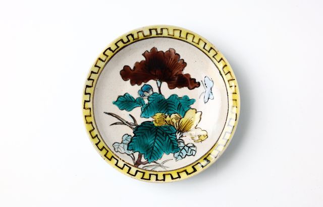 骨董　アンティーク　金襴手　輪花縁　小皿　稲穂文様　5枚 山本恭代 1 蝶に芙蓉図鍔縁形小皿 ｜ 暮らしのうつわ花田 和食器 通販