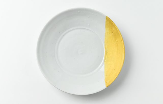 中尾万作 5　金サビ掛分皿