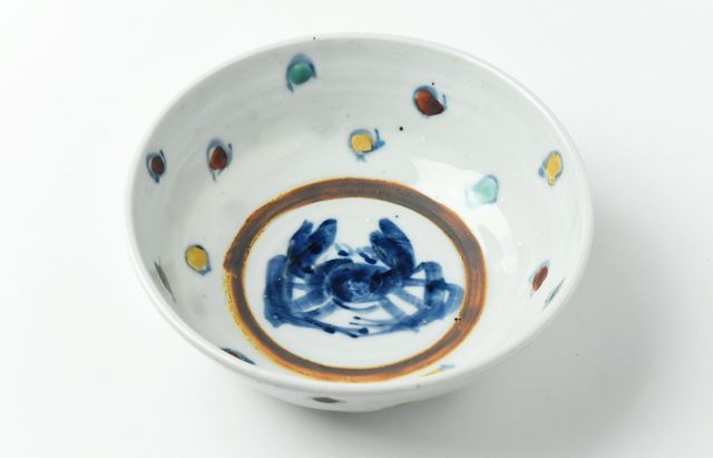 中尾万作 98　水玉かに7寸鉢