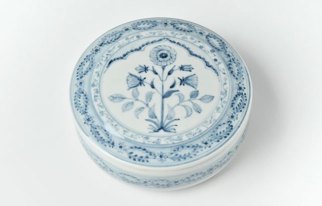 稲村真耶 花文5寸蓋物