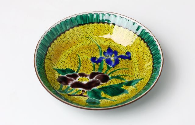 池島直人 20 青手椿に菖蒲文浅鉢 ｜ 暮らしのうつわ花田 和食器 通販