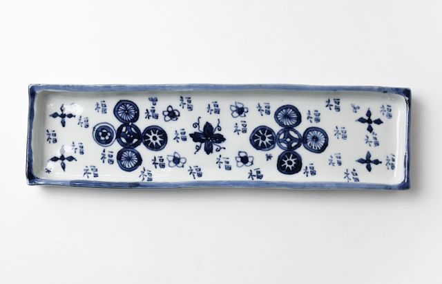 浦陽子 14 染付福ちらし長角皿 ｜ 暮らしのうつわ花田 和食器 通販