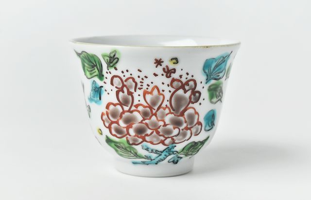 菓子器　楽焼　赤楽一重縁高　吉向松月　蓋裏に藤の絵ある珍しい品　食籠 浦陽子 8 赤絵牡丹文Cup ｜ 暮らしのうつわ花田 和食器 通販