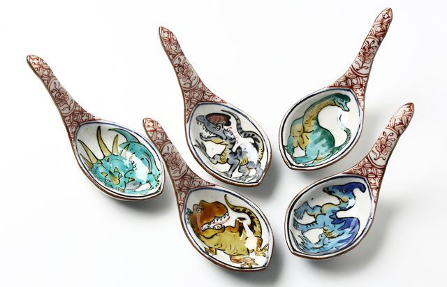 松浦コータロー 3 色絵恐竜文レンゲ小付（5客組） ｜ 暮らしのうつわ