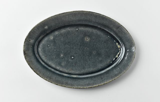 清岡幸道 オーバル 2客セット 清岡幸道 2 碧灰オーバルリム皿大 ｜ 暮らしのうつわ花田 和食器
