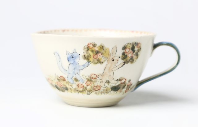 松浦ナオコ 8 猫とうさぎのスープカップ（木陰でひと休み） ｜ 暮らし