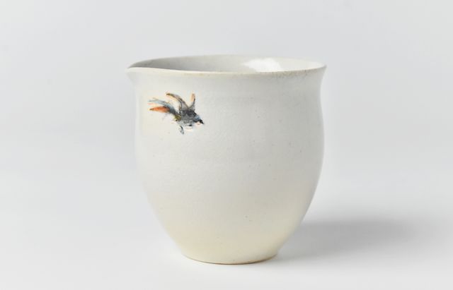 松本郁美 3D 貫入灰釉色絵蓋碗（舞楽人） ｜ 暮らしのうつわ花田 和