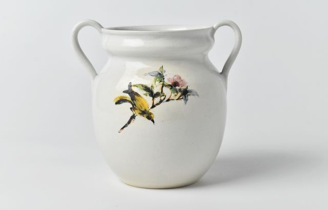 松本郁美さん　色絵鉢　未使用品1個 松本郁美 14A 貫入灰釉建水（花鳥） ｜ 暮らしのうつわ花田 和食器 通販