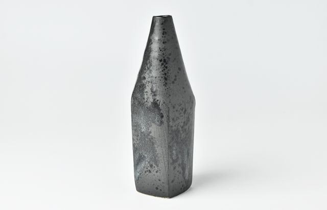 天目八寸角花瓶 仏間花瓶 八角 選べる3色 金蓮 5号 陶磁器 金付 15センチ モダン 花器