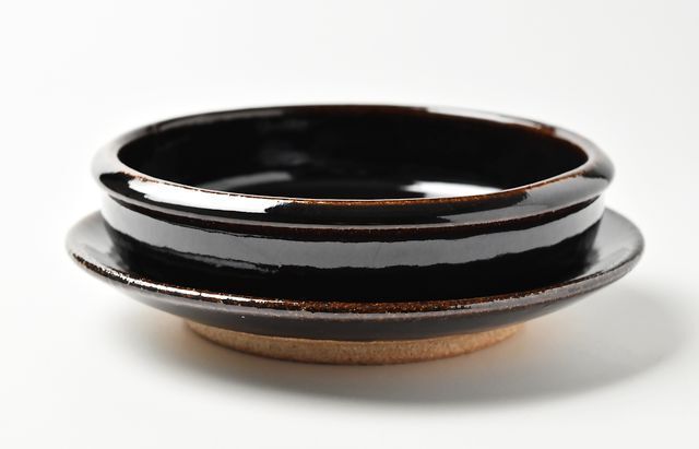 伊賀焼土楽 アメ釉グラタン皿6寸