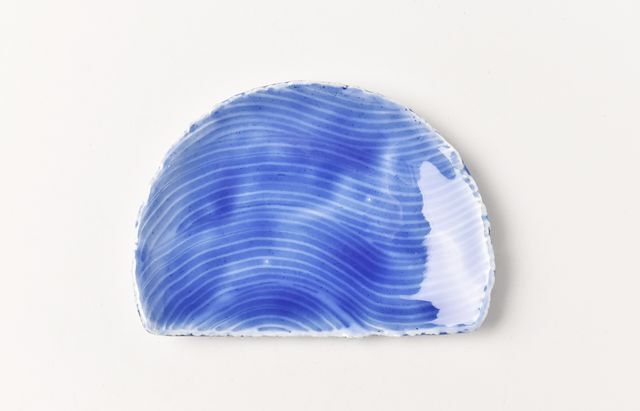 鈴木重孝 ルリ釉小半月皿