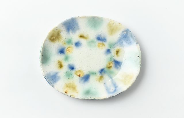鈴木重孝 12 三彩流し釉楕円小皿 ｜ 暮らしのうつわ花田 和食器 通販