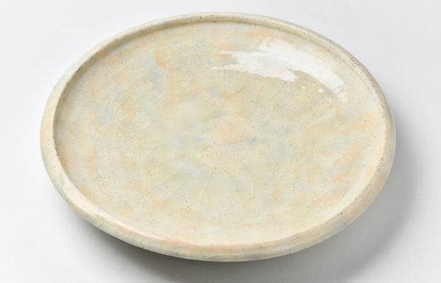 陶芸作家・鈴木重孝 織部縞楕円皿 長径20.5m 陶芸作家・鈴木重孝 織部