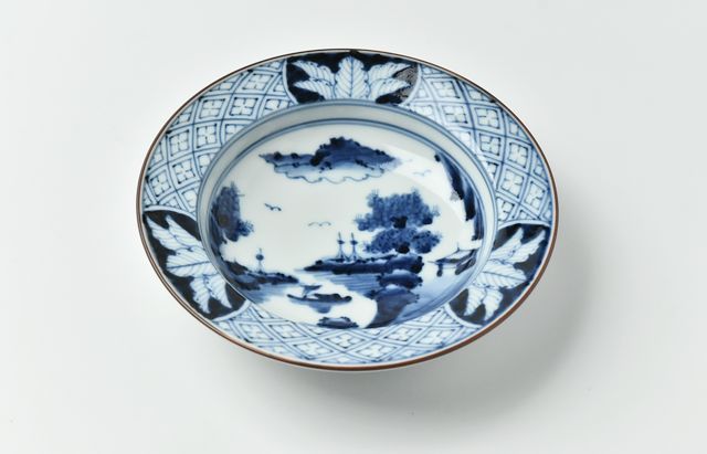 和食器　古染付　山水人物文　末広向付　五客　在銘　共箱　V　7503A 岩永 浩 祥瑞山水図リム5寸皿 ｜ 暮らしのうつわ花田 和食器 通販